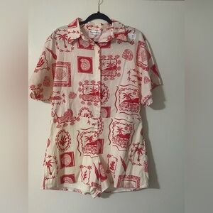 Red and white boutique romper